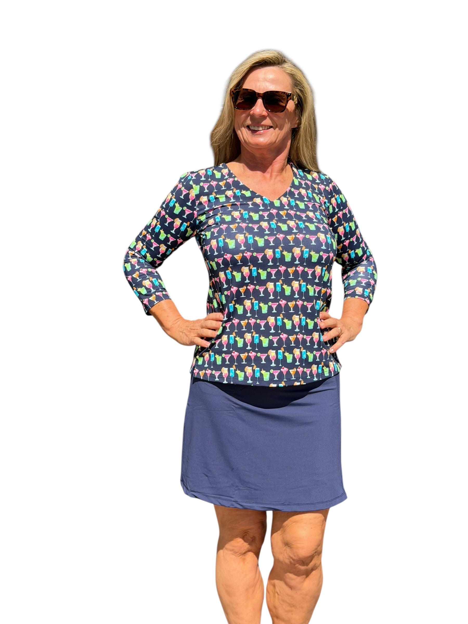 Pull - on Zip Skort with UPF50+ Navy - Back of the Bay Boutique