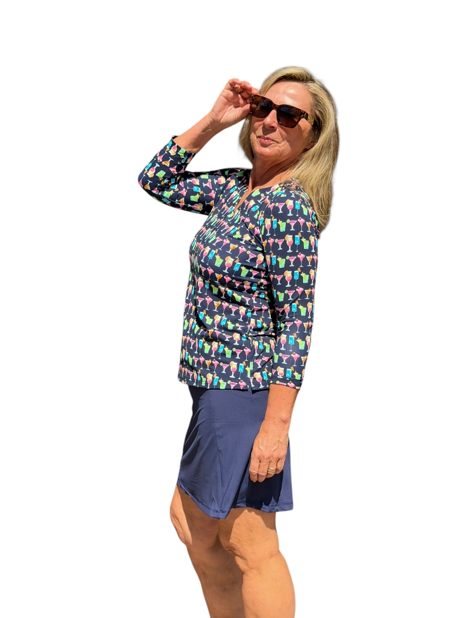 Pull - on Zip Skort with UPF50+ Navy - Back of the Bay Boutique