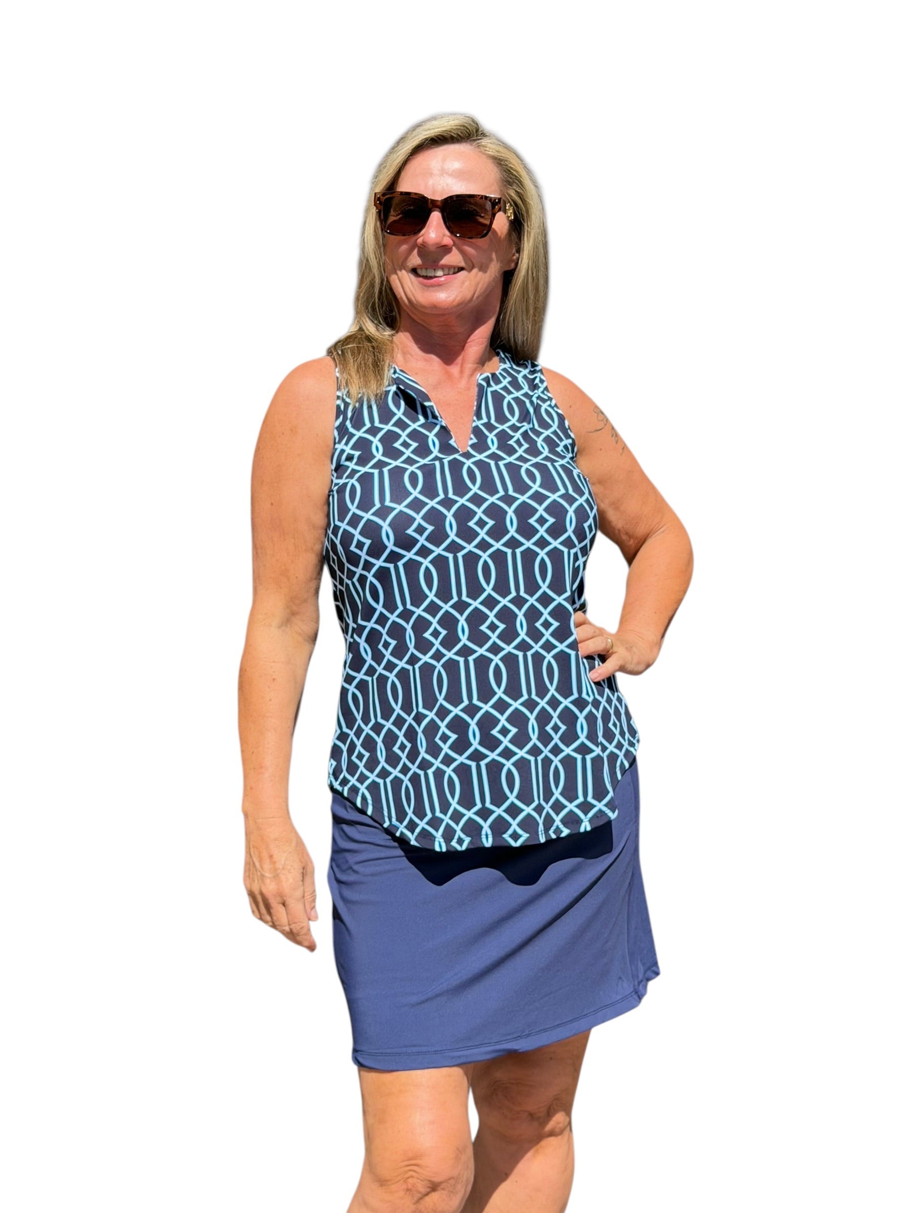 Pull - on Zip Skort with UPF50+ Navy - Back of the Bay Boutique
