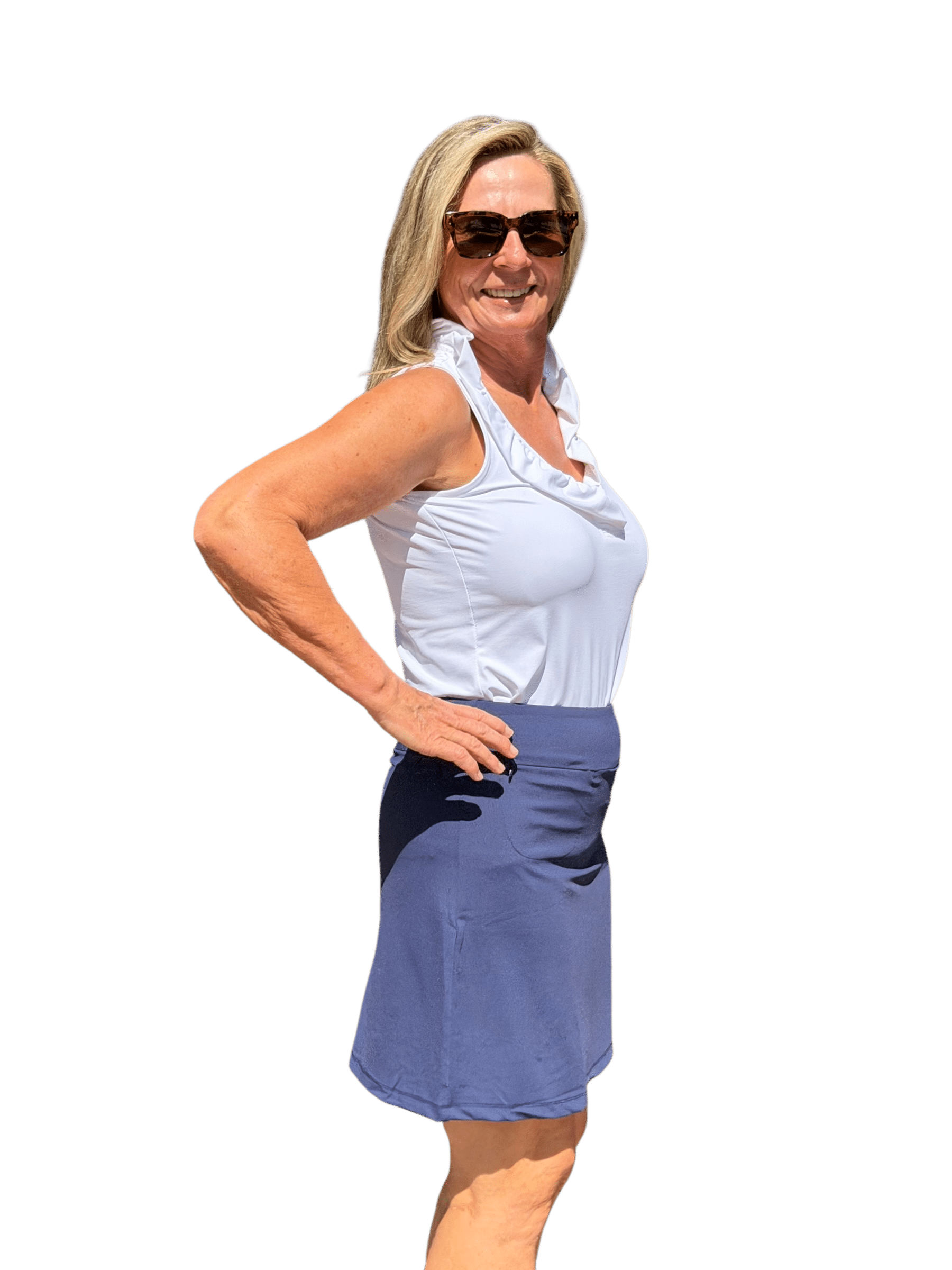 Pull - on Zip Skort with UPF50+ Navy - Back of the Bay Boutique