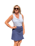 Pull - on Zip Skort with UPF50+ Navy - Back of the Bay Boutique