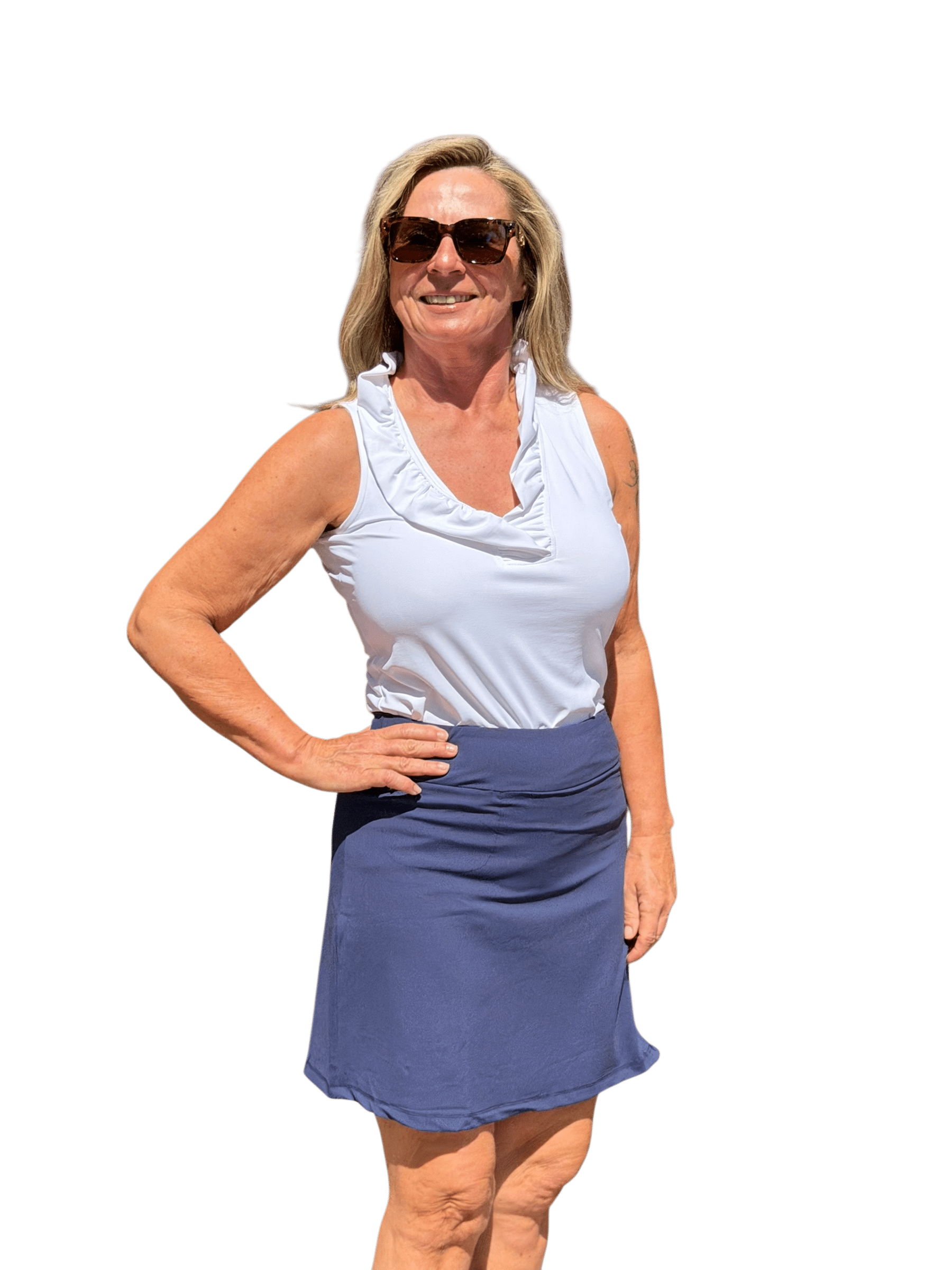 Pull - on Zip Skort with UPF50+ Navy - Back of the Bay Boutique
