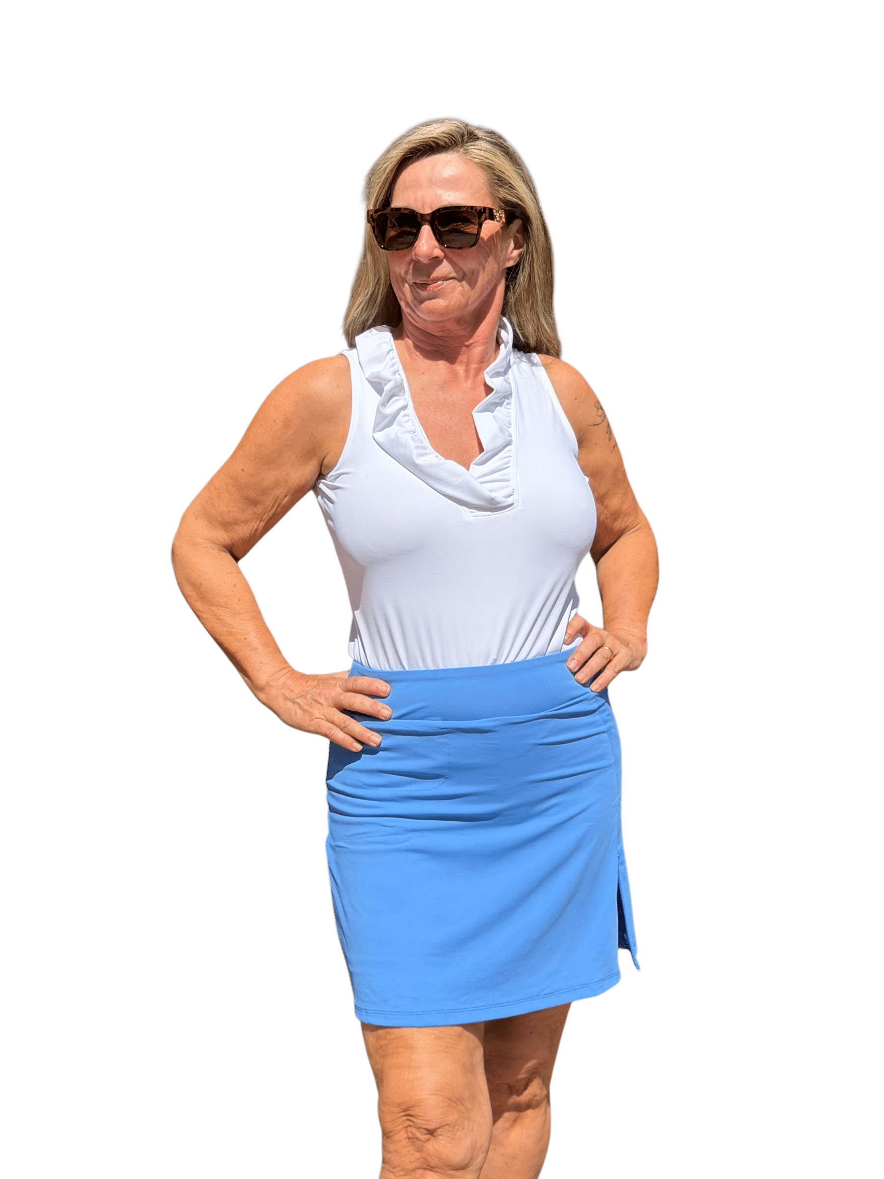 Pull - on Zip Skort with UPF50+ Bright Periwinkle - Back of the Bay Boutique
