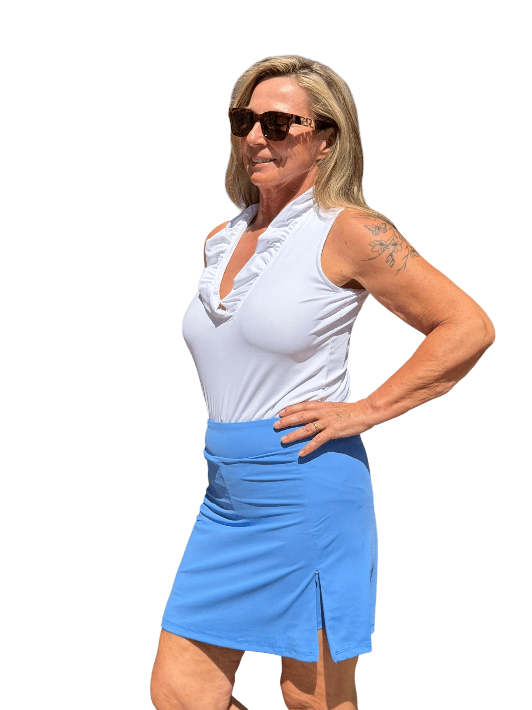 Pull - on Zip Skort with UPF50+ Bright Periwinkle - Back of the Bay Boutique