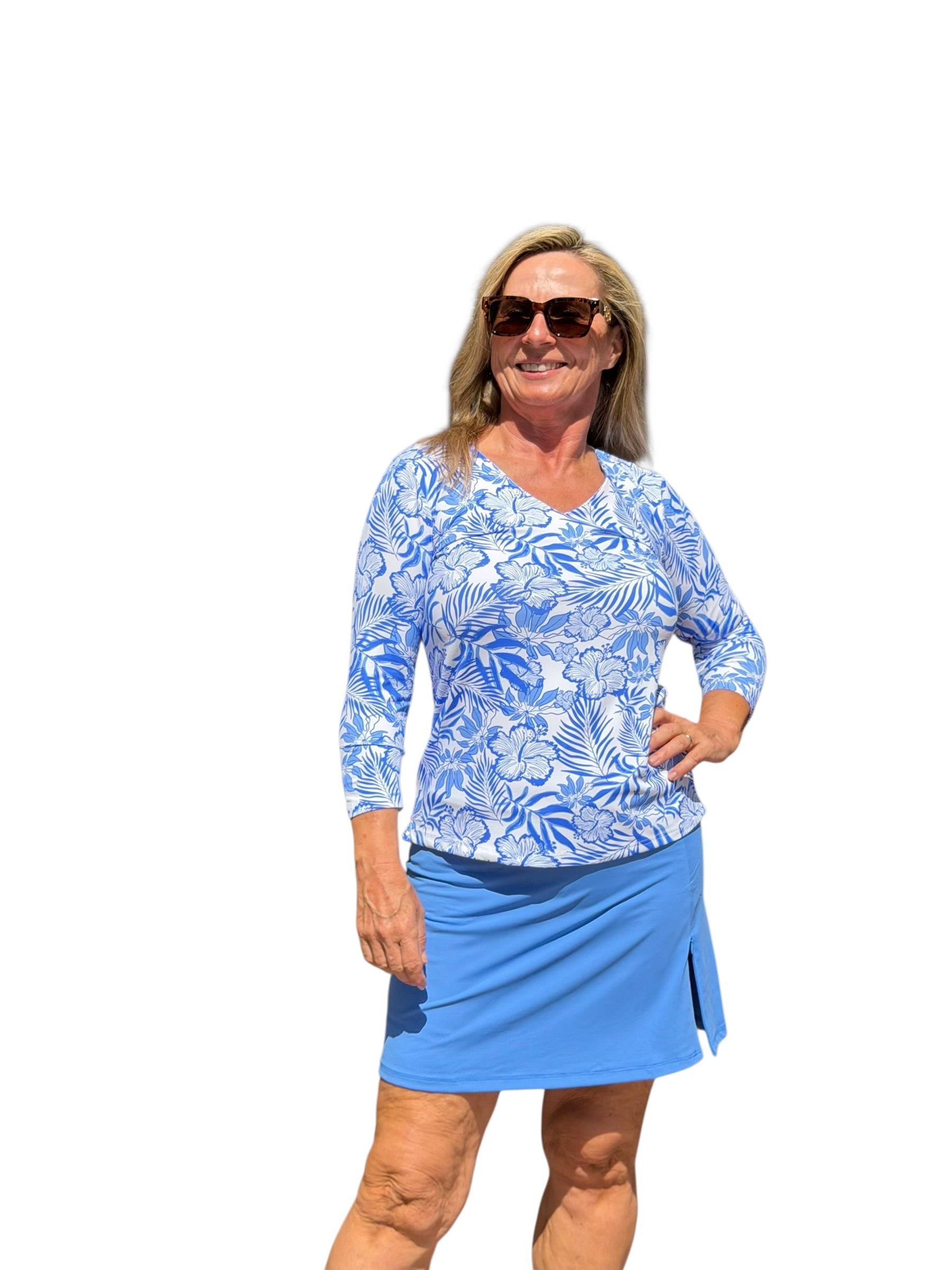 Pull - on Zip Skort with UPF50+ Bright Periwinkle - Back of the Bay Boutique