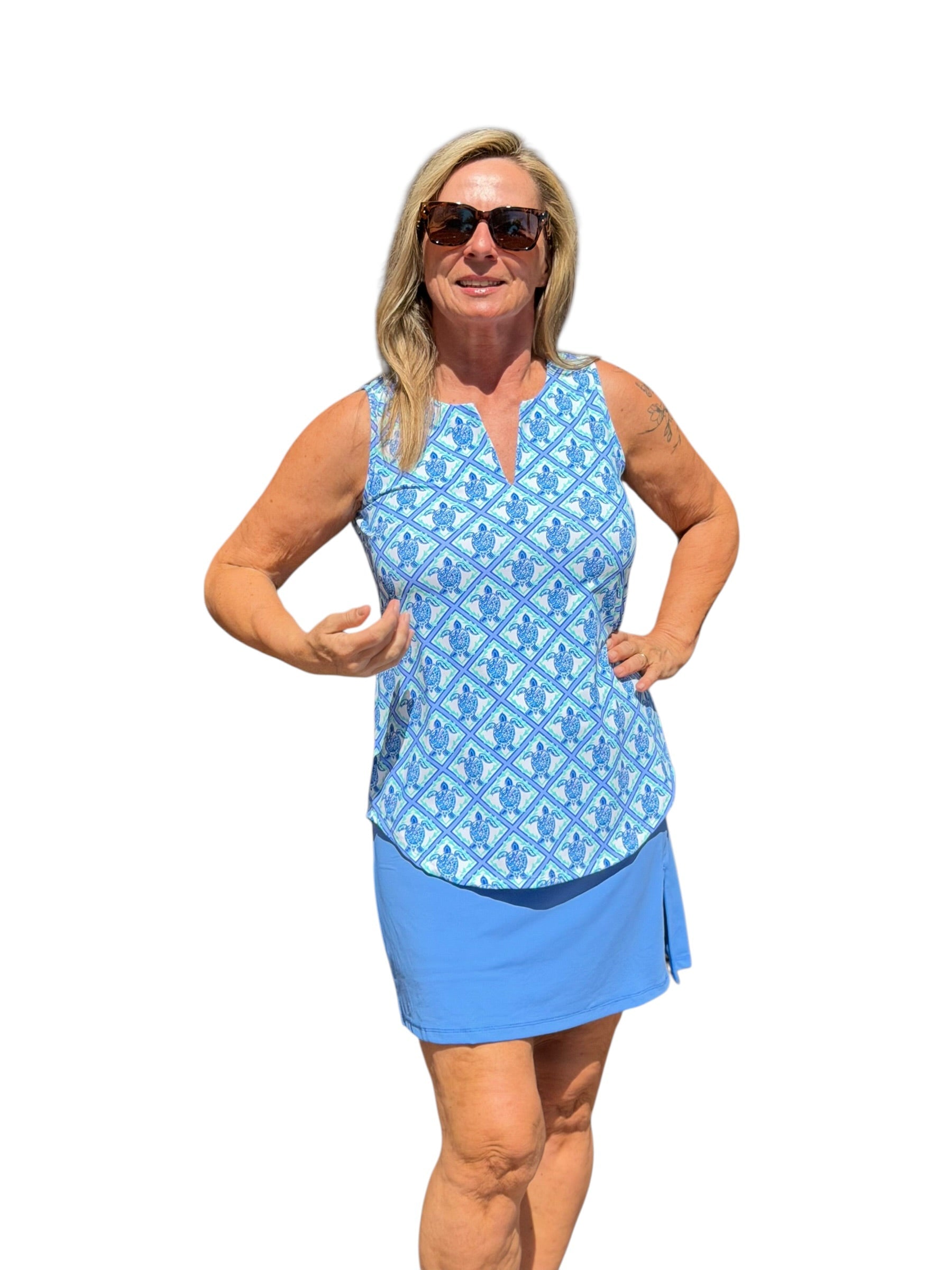 Pull - on Zip Skort with UPF50+ Bright Periwinkle - Back of the Bay Boutique