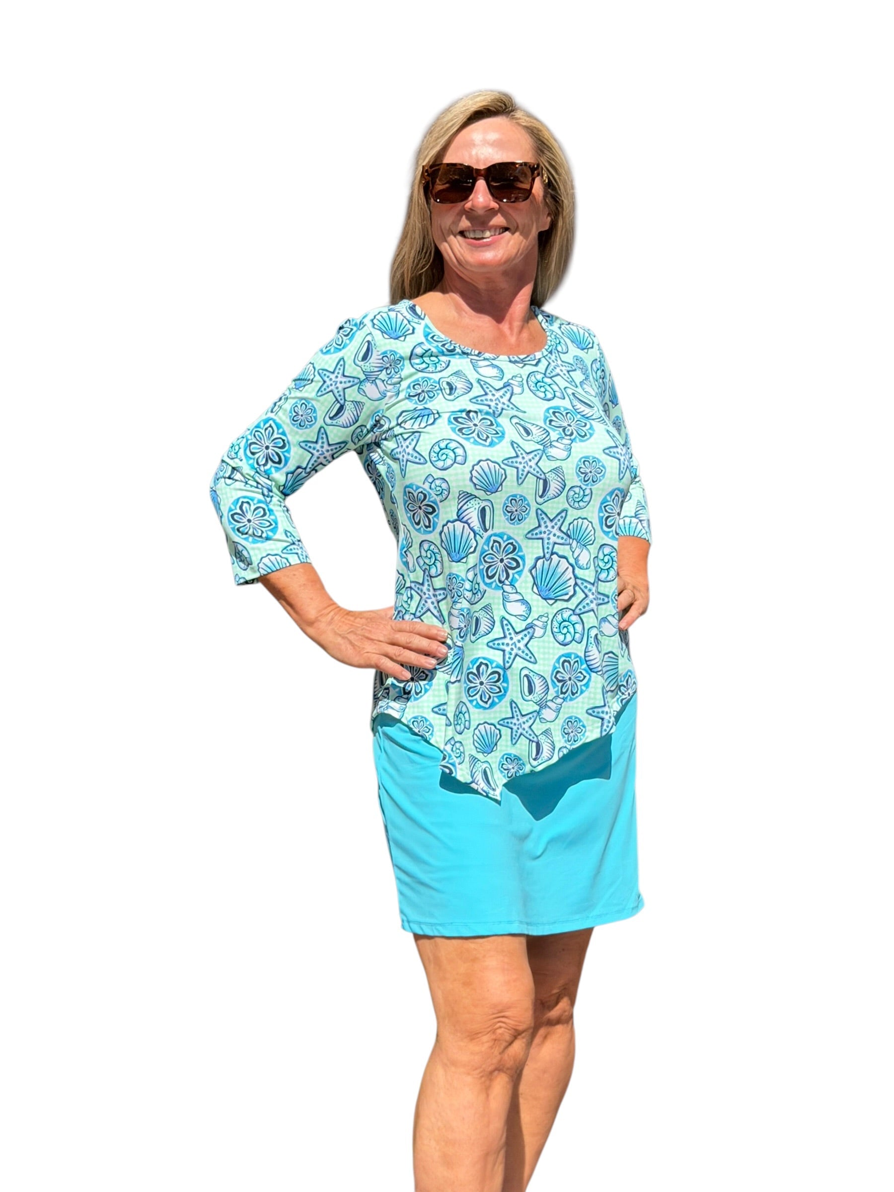 Pull - on Zip Skort with UPF50+ Clear Turquoise - Back of the Bay Boutique