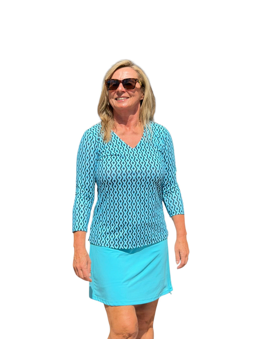 Pull - on Zip Skort with UPF50+ Clear Turquoise - Back of the Bay Boutique