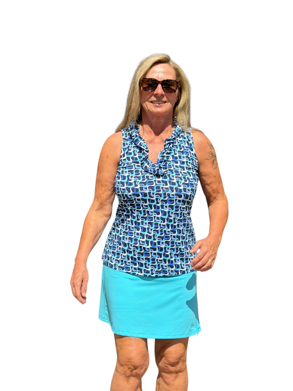 Pull - on Zip Skort with UPF50+ Clear Turquoise - Back of the Bay Boutique