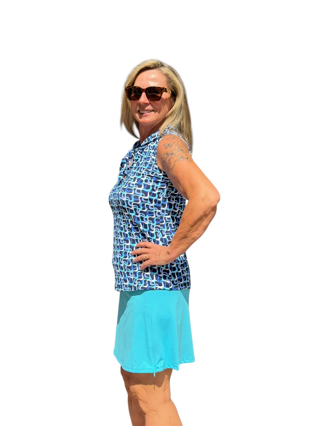 Pull - on Zip Skort with UPF50+ Clear Turquoise - Back of the Bay Boutique