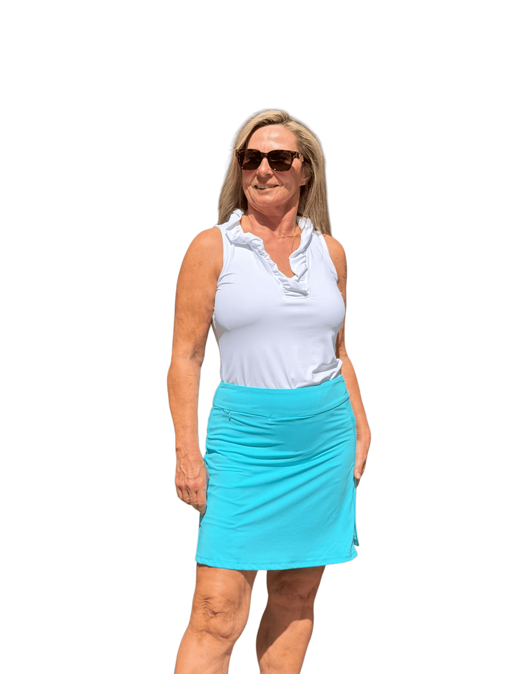 Pull - on Zip Skort with UPF50+ Clear Turquoise - Back of the Bay Boutique