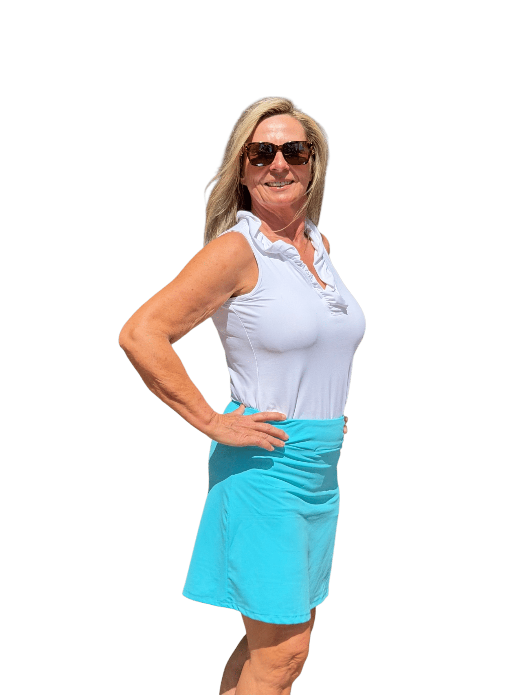 Pull - on Zip Skort with UPF50+ Clear Turquoise - Back of the Bay Boutique