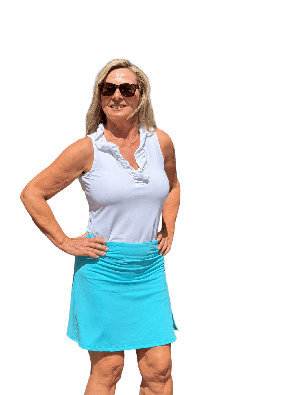Pull - on Zip Skort with UPF50+ Clear Turquoise - Back of the Bay Boutique