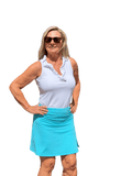 Pull - on Zip Skort with UPF50+ Clear Turquoise - Back of the Bay Boutique