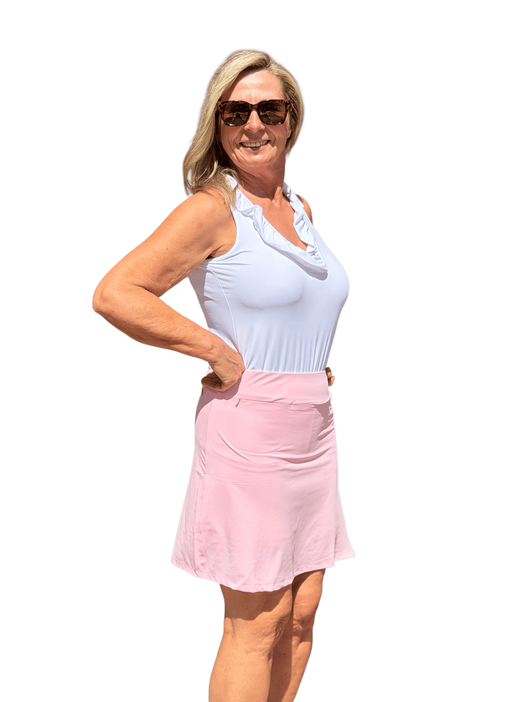 Pull - on Zip Skort with UPF50+ Soft Pink - Back of the Bay Boutique