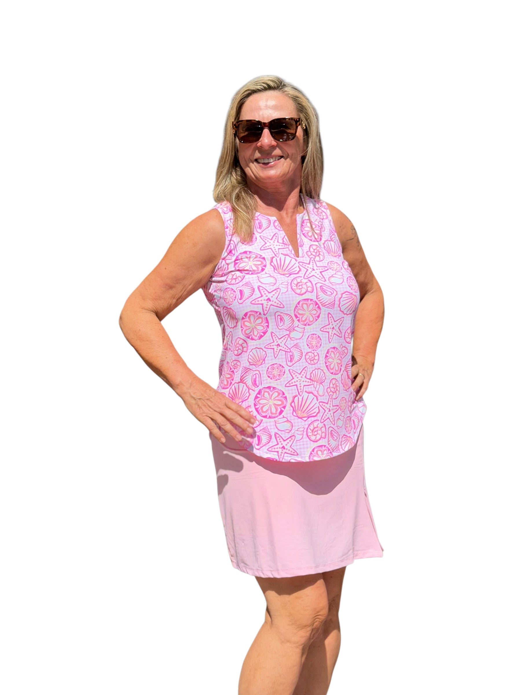 Pull - on Zip Skort with UPF50+ Soft Pink - Back of the Bay Boutique