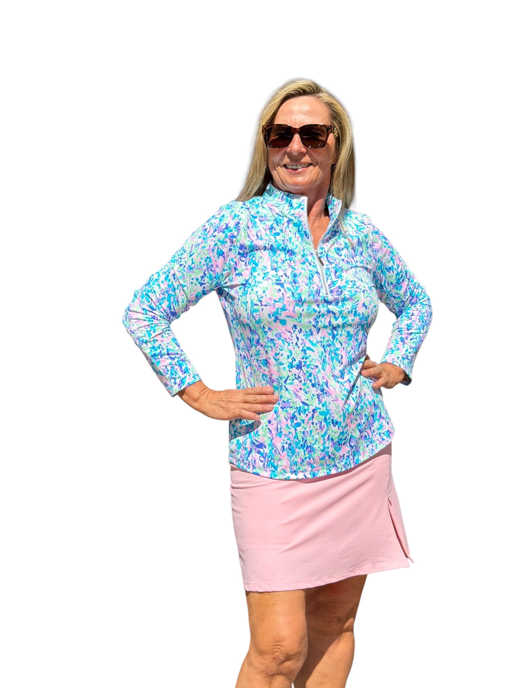 Pull - on Zip Skort with UPF50+ Soft Pink - Back of the Bay Boutique