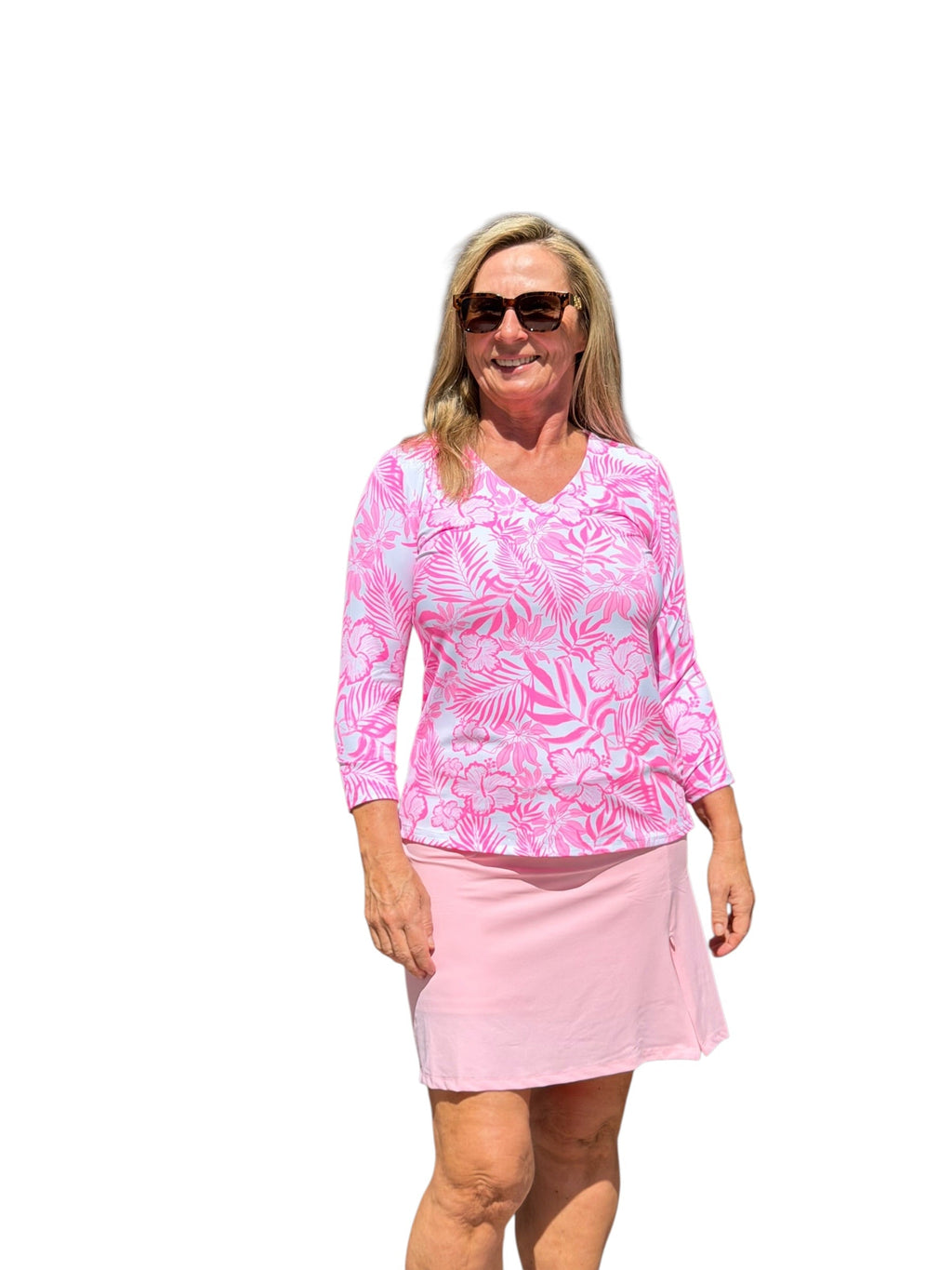 Pull - on Zip Skort with UPF50+ Soft Pink - Back of the Bay Boutique