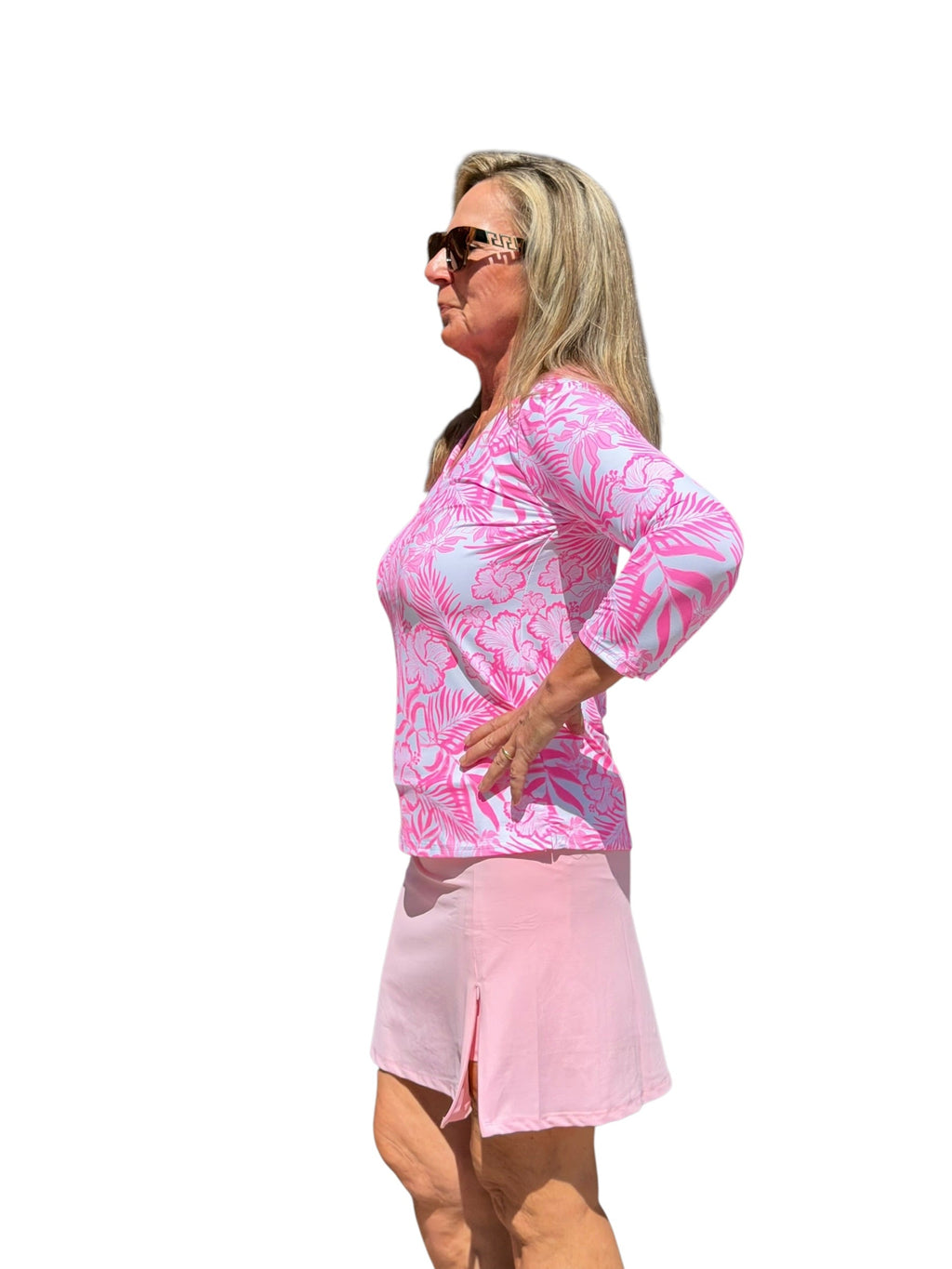 Pull - on Zip Skort with UPF50+ Soft Pink - Back of the Bay Boutique
