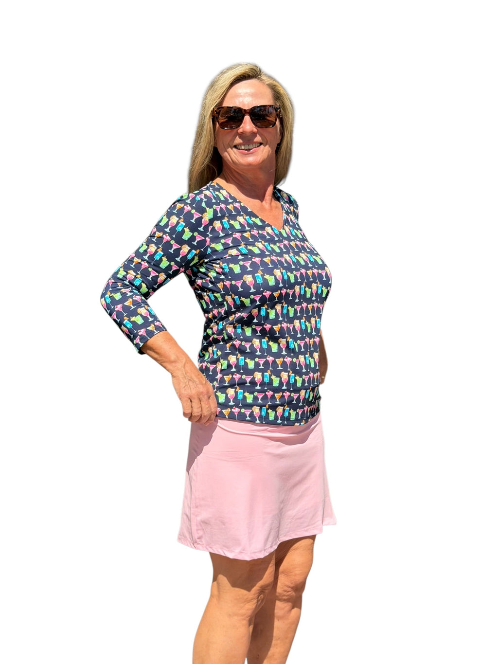 Pull - on Zip Skort with UPF50+ Soft Pink - Back of the Bay Boutique