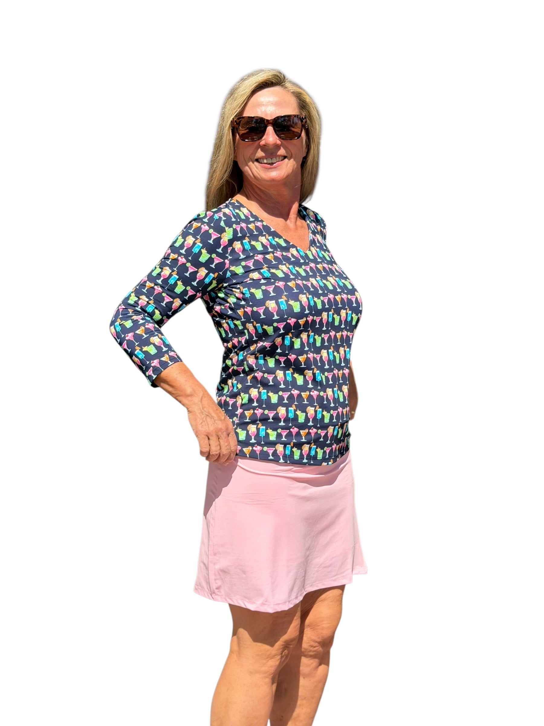 Pull - on Zip Skort with UPF50+ Soft Pink - Back of the Bay Boutique