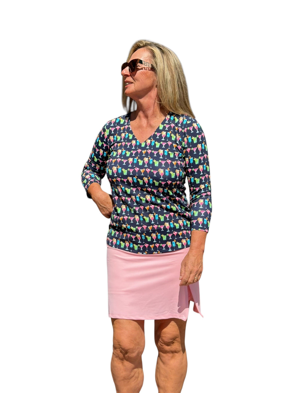 Pull - on Zip Skort with UPF50+ Soft Pink - Back of the Bay Boutique