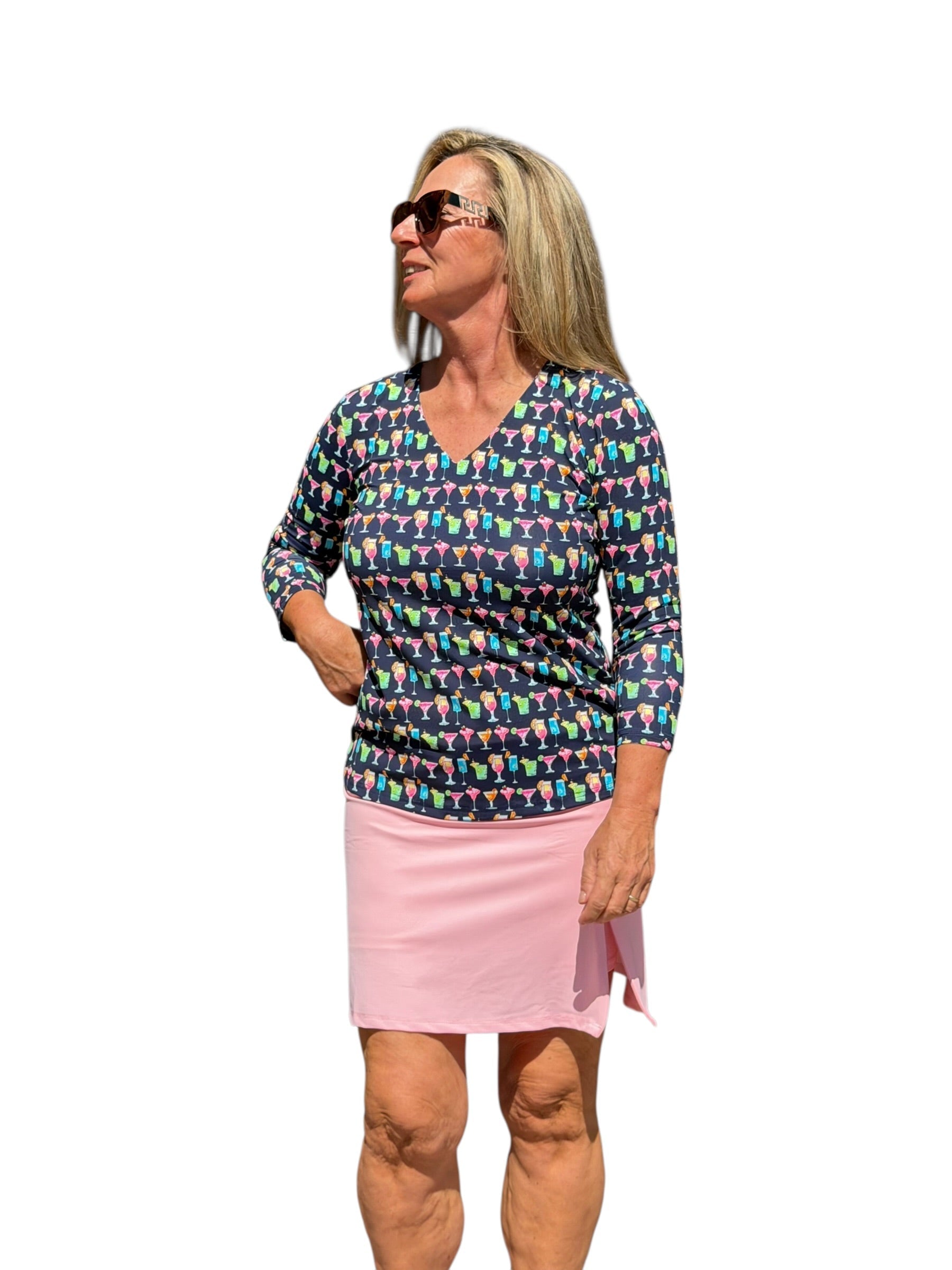 Pull - on Zip Skort with UPF50+ Soft Pink - Back of the Bay Boutique