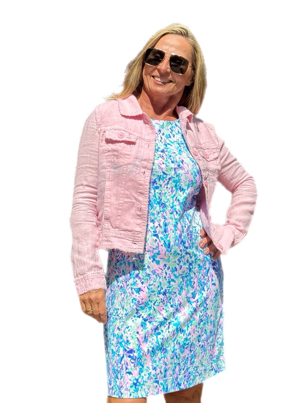 Long-Sleeve Linen Jacket Soft Pink - Back of the Bay Boutique