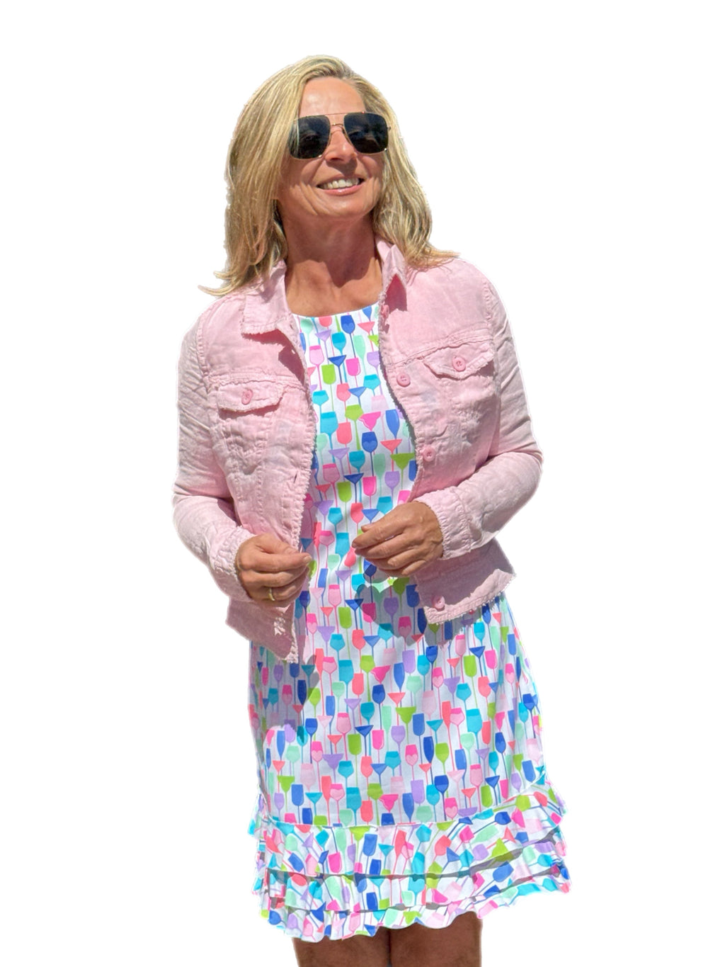 Long-Sleeve Linen Jacket Soft Pink - Back of the Bay Boutique