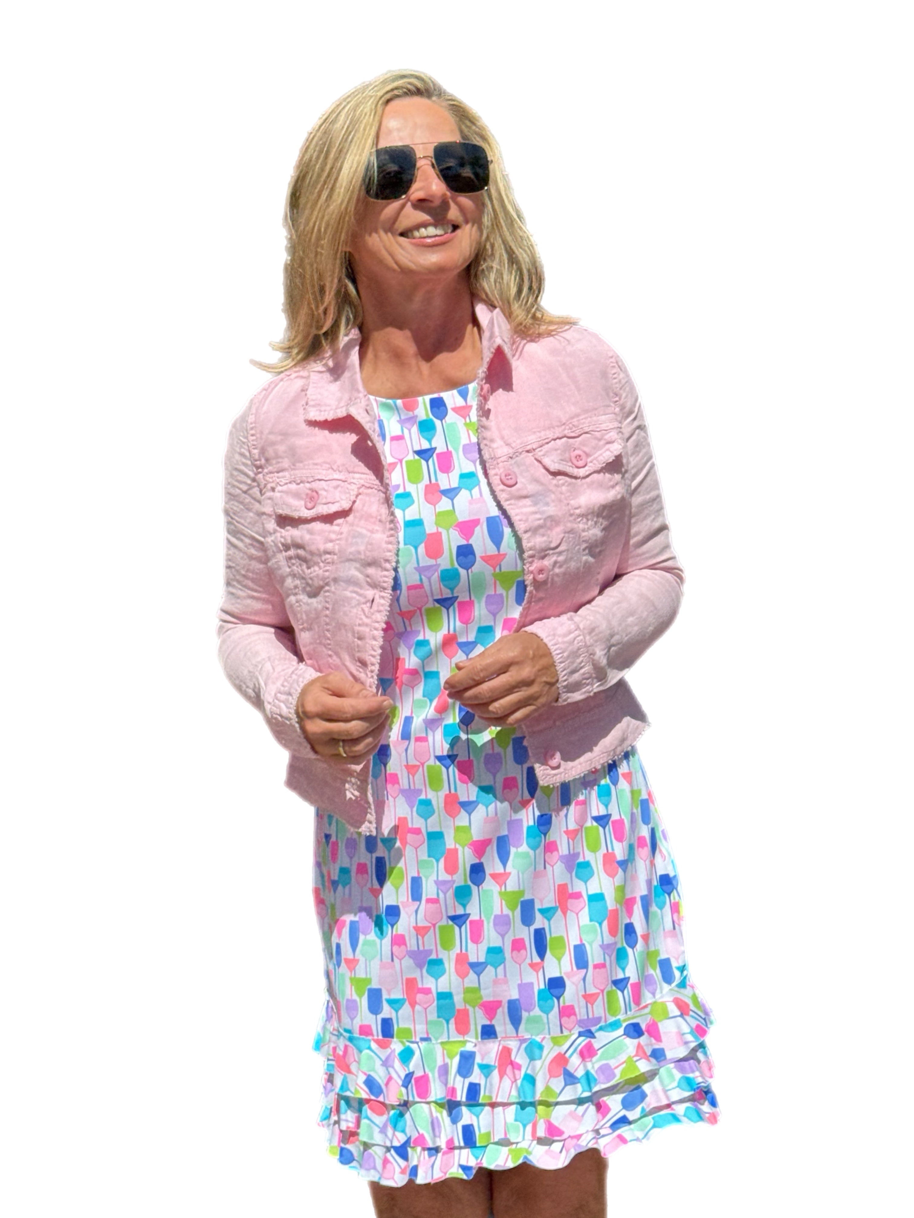 Long-Sleeve Linen Jacket Soft Pink - Back of the Bay Boutique