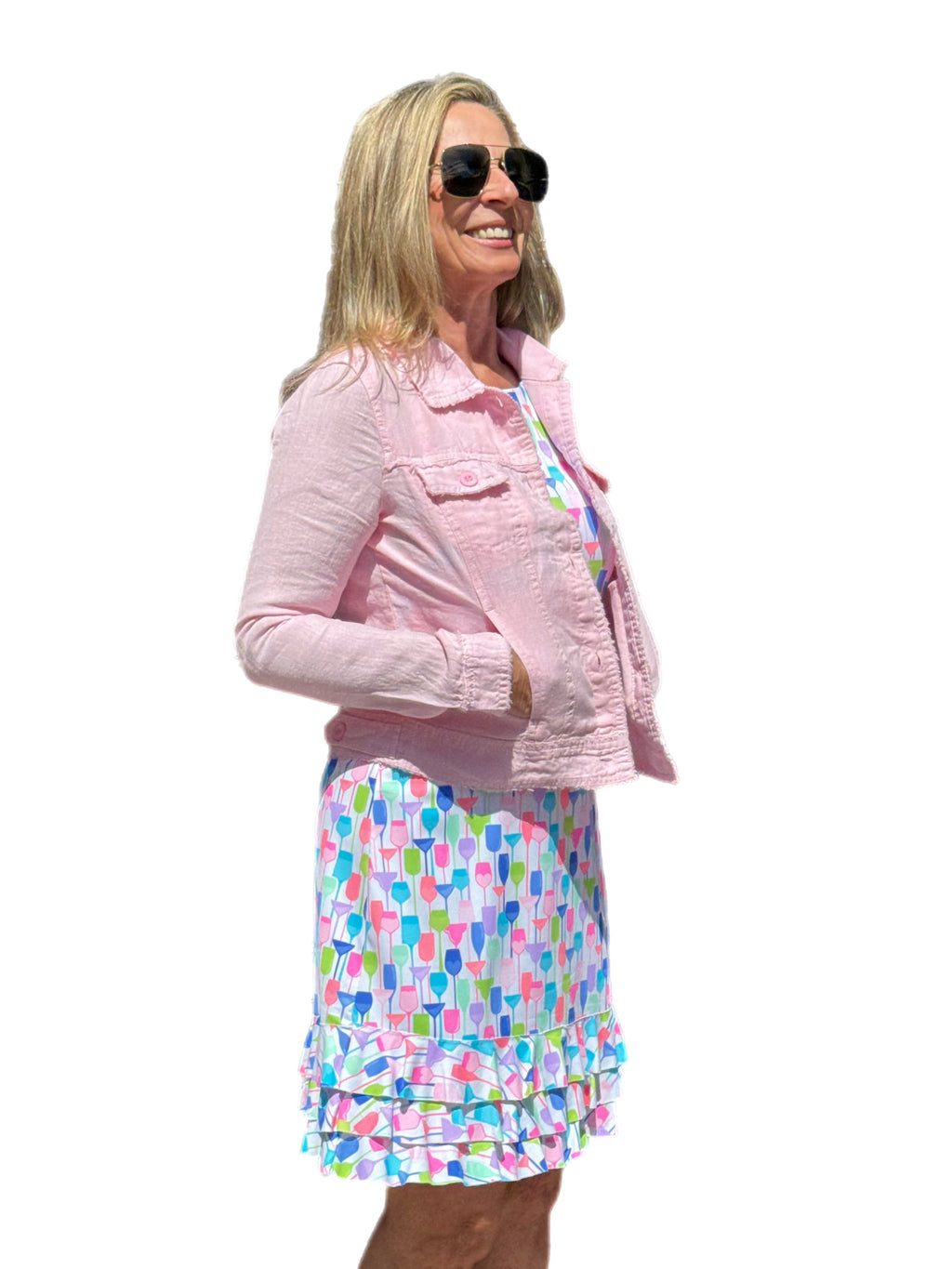 Long-Sleeve Linen Jacket Soft Pink - Back of the Bay Boutique