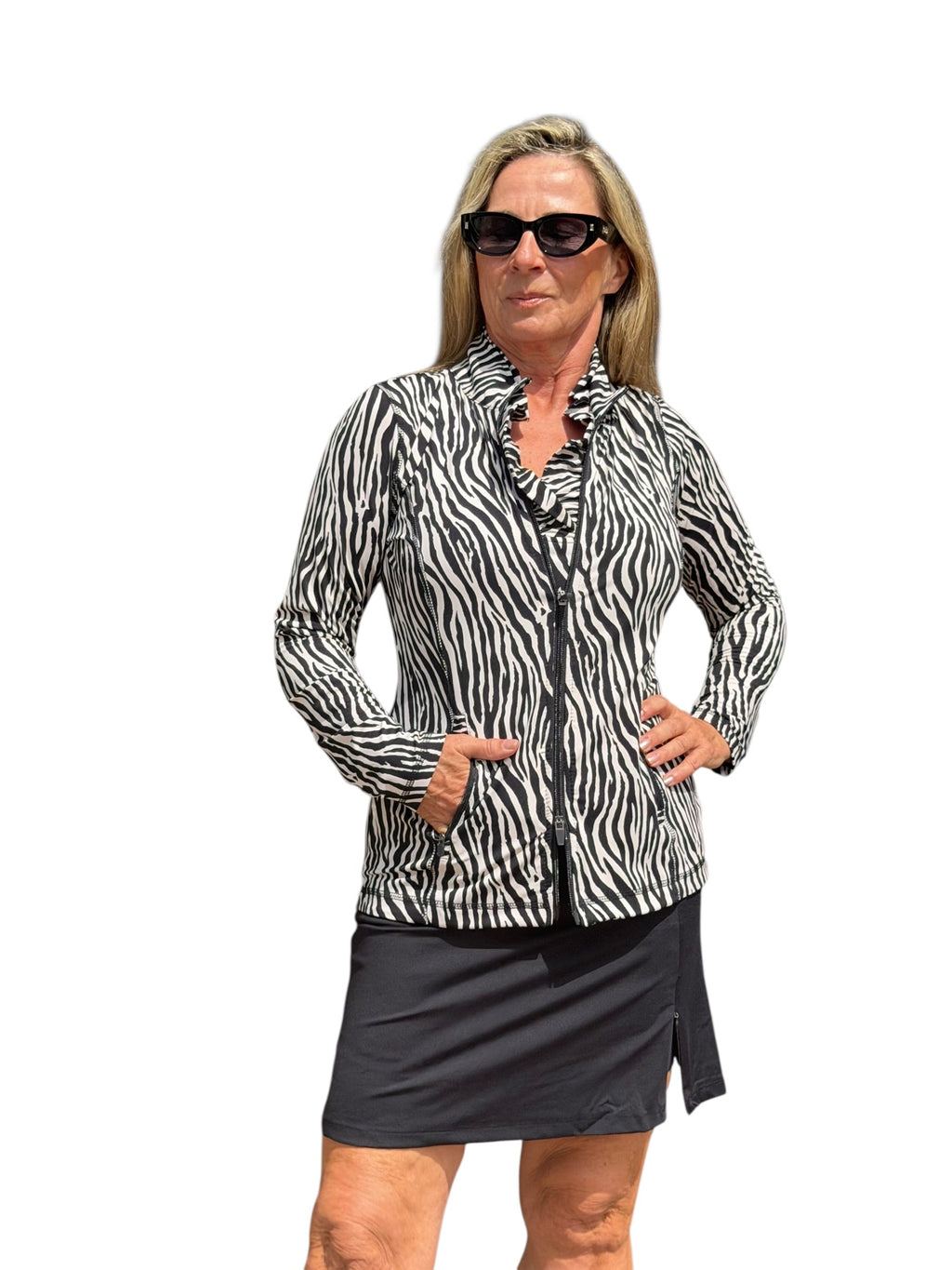 Pull - on Zip Skort with UPF50+ Black - Back of the Bay Boutique