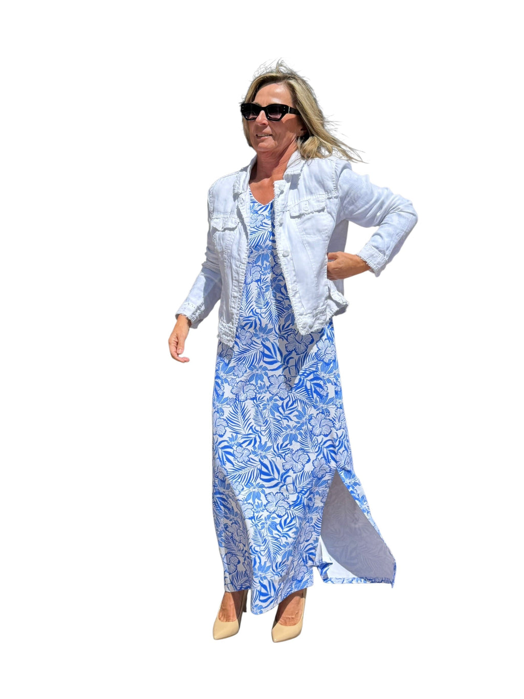 Long - Sleeve Linen Jacket White - Back of the Bay Boutique