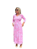 Maxi Elbow - Sleeve Dress with UPF50+ Summer Breeze Pink - Back of the Bay Boutique
