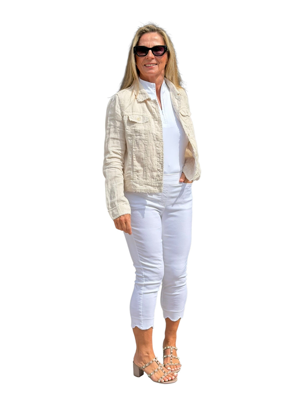 Long - Sleeve Linen Jacket Stone - Back of the Bay Boutique