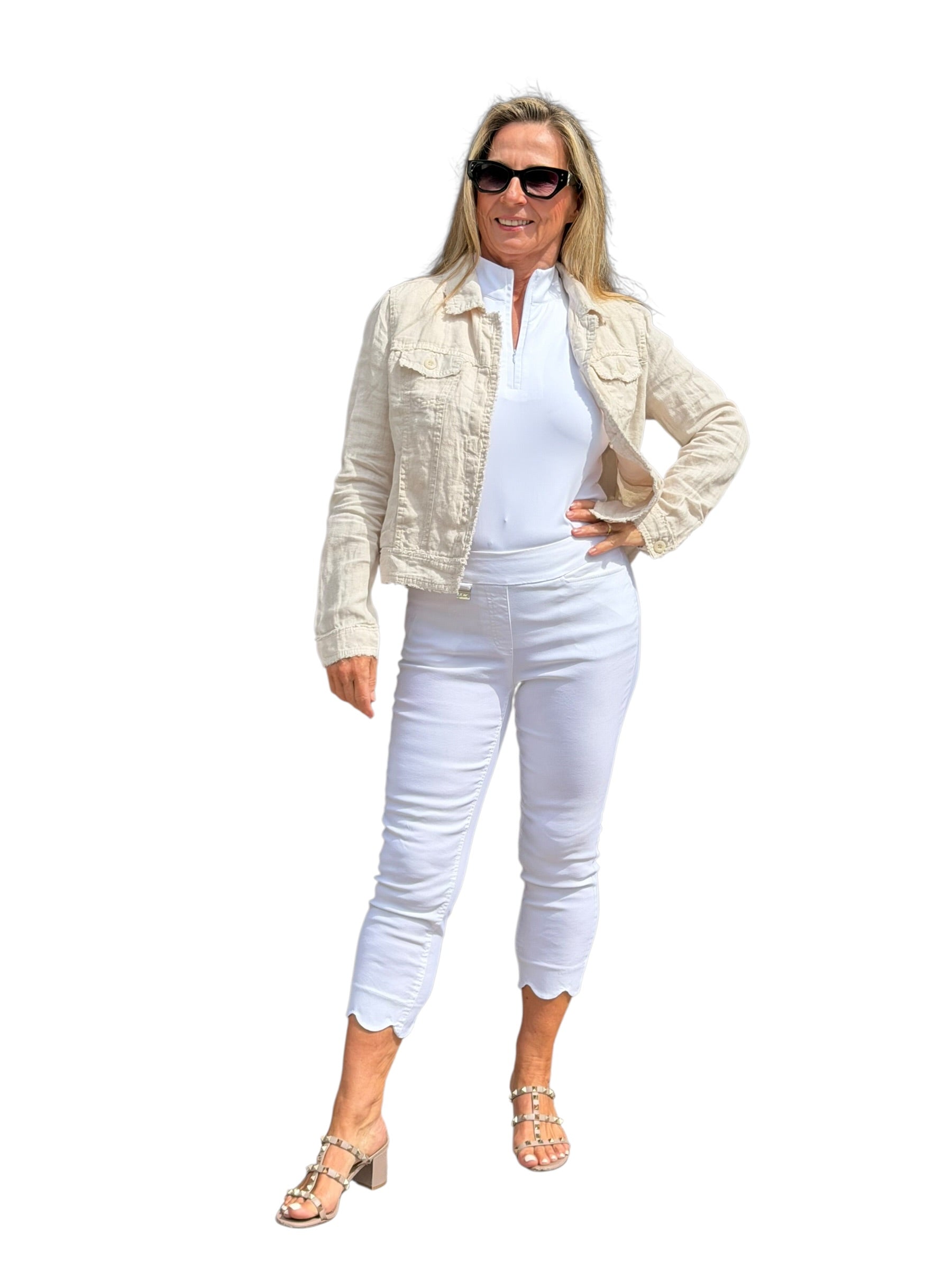 Long - Sleeve Linen Jacket Stone - Back of the Bay Boutique