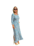 Maxi Elbow - Sleeve Dress with UPF50+ Ocean Shells Black - Back of the Bay Boutique
