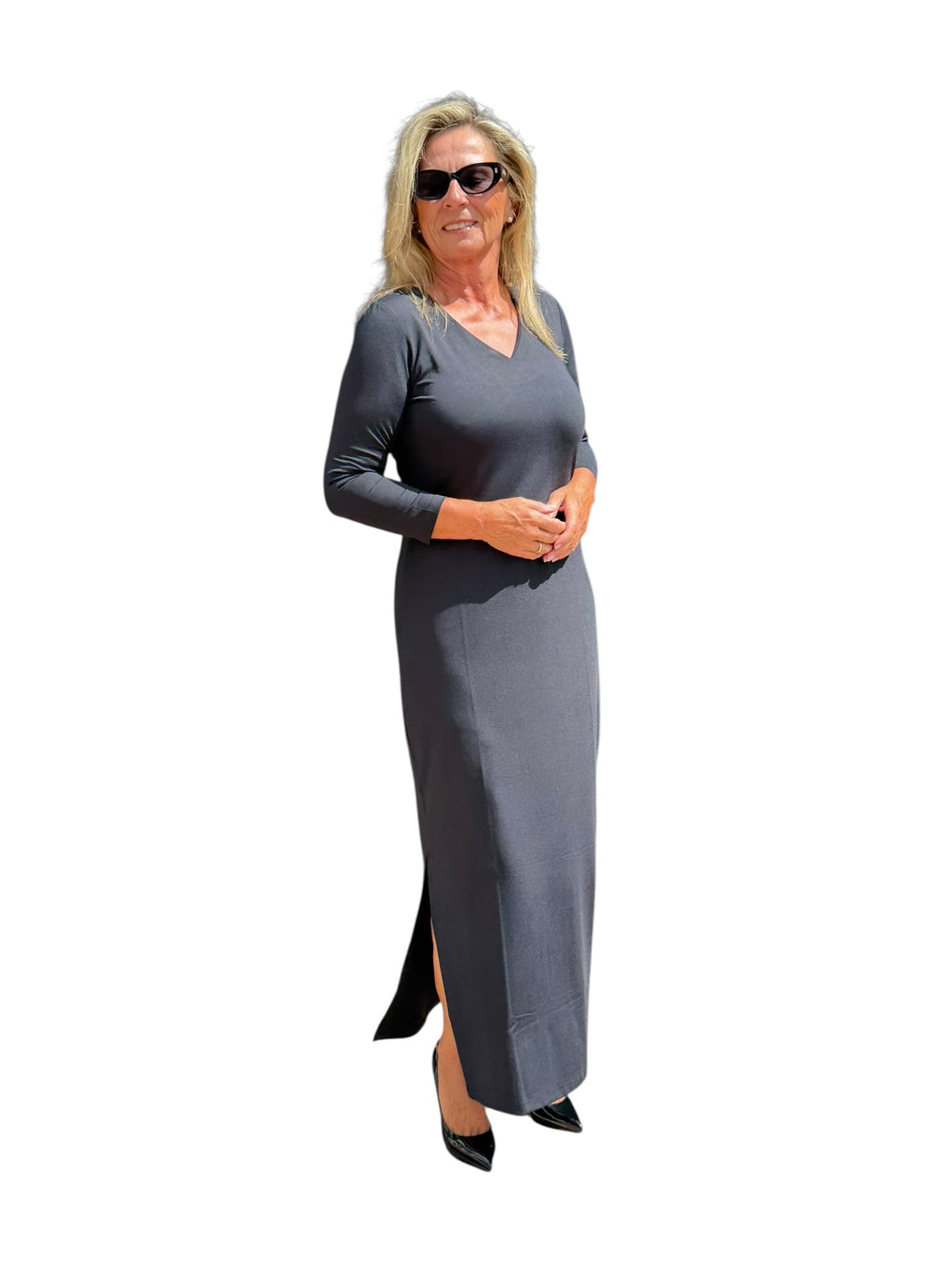 Maxi Elbow - Sleeve Dress with UPF50+ Black - Back of the Bay Boutique