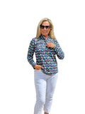 High Zip - Neck Long Sleeve Top with UPF50+ Happy Hour - Back of the Bay Boutique