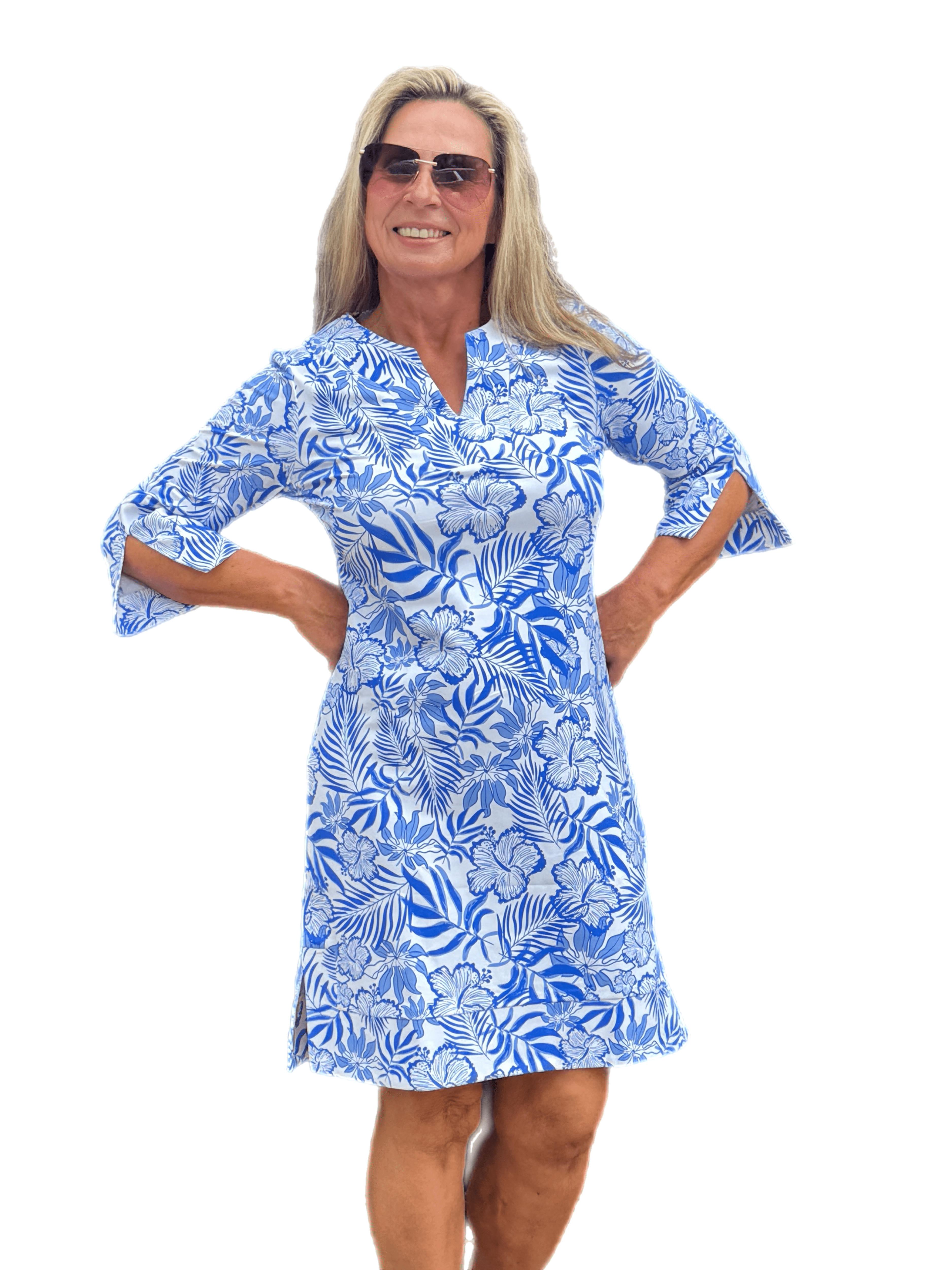 Lulu-B Split-Neck Travel Dress with UPF50+ Summer Breeze Blue – ULLI's Boutique