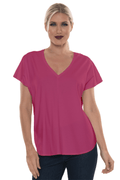 Zoe Short Sleeve Top Fuchsia - Back of the Bay Boutique
