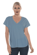 Zoe Short Sleeve Top Steel Blue - Back of the Bay Boutique