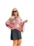 Soft Knit Poncho Dragon Pink/Ivory - Back of the Bay Boutique