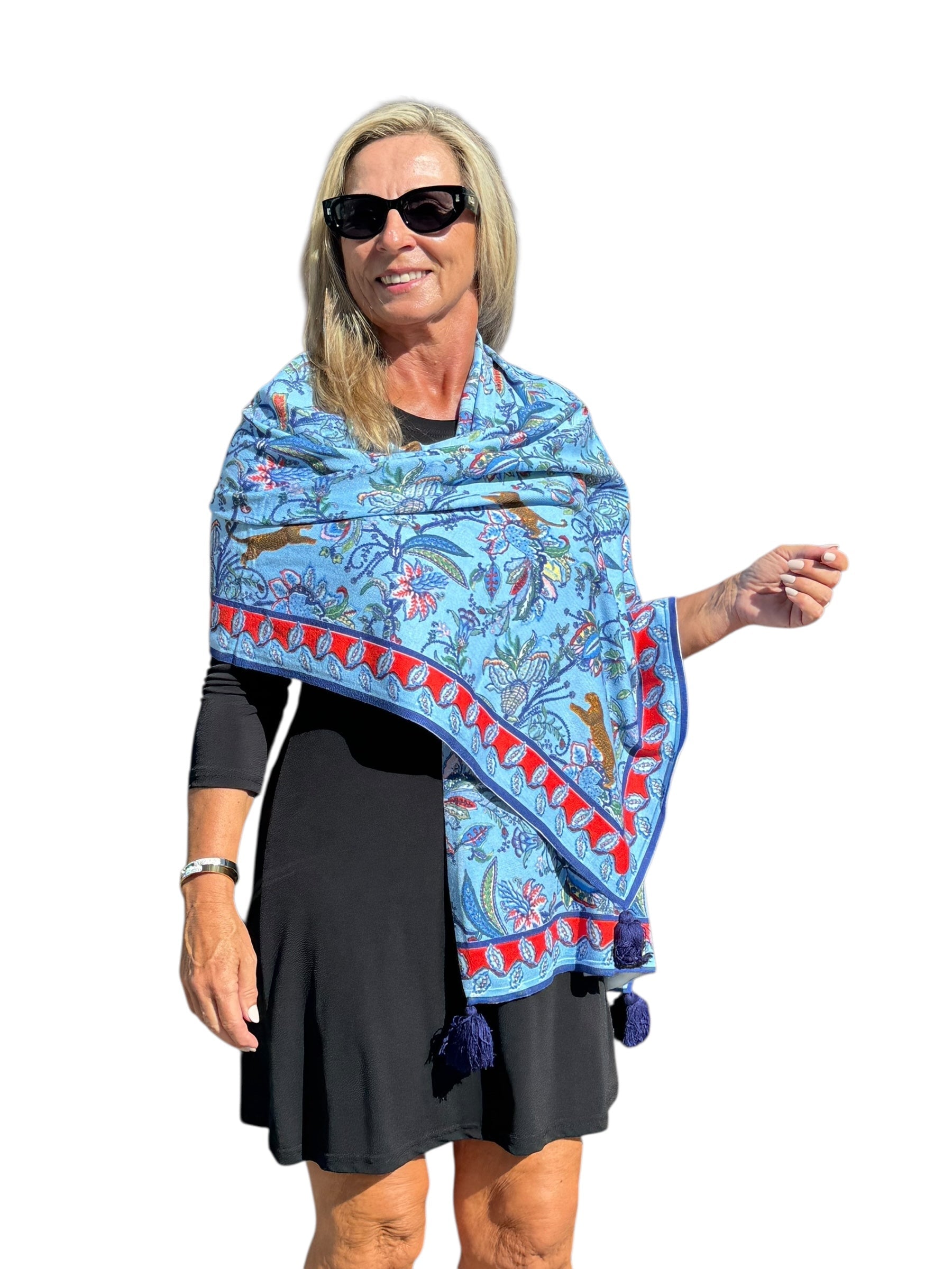 Soft Knit Scarf Jungle Jaguar Bt. Multi - Back of the Bay Boutique
