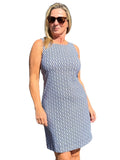 Classic Shift Dress with UPF50+ Nautical Ropes Navy - Back of the Bay Boutique