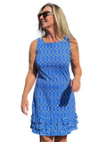 Sleeveless Dress with Ruffles with UPF50+ Geometric Lines Peri - Back of the Bay Boutique