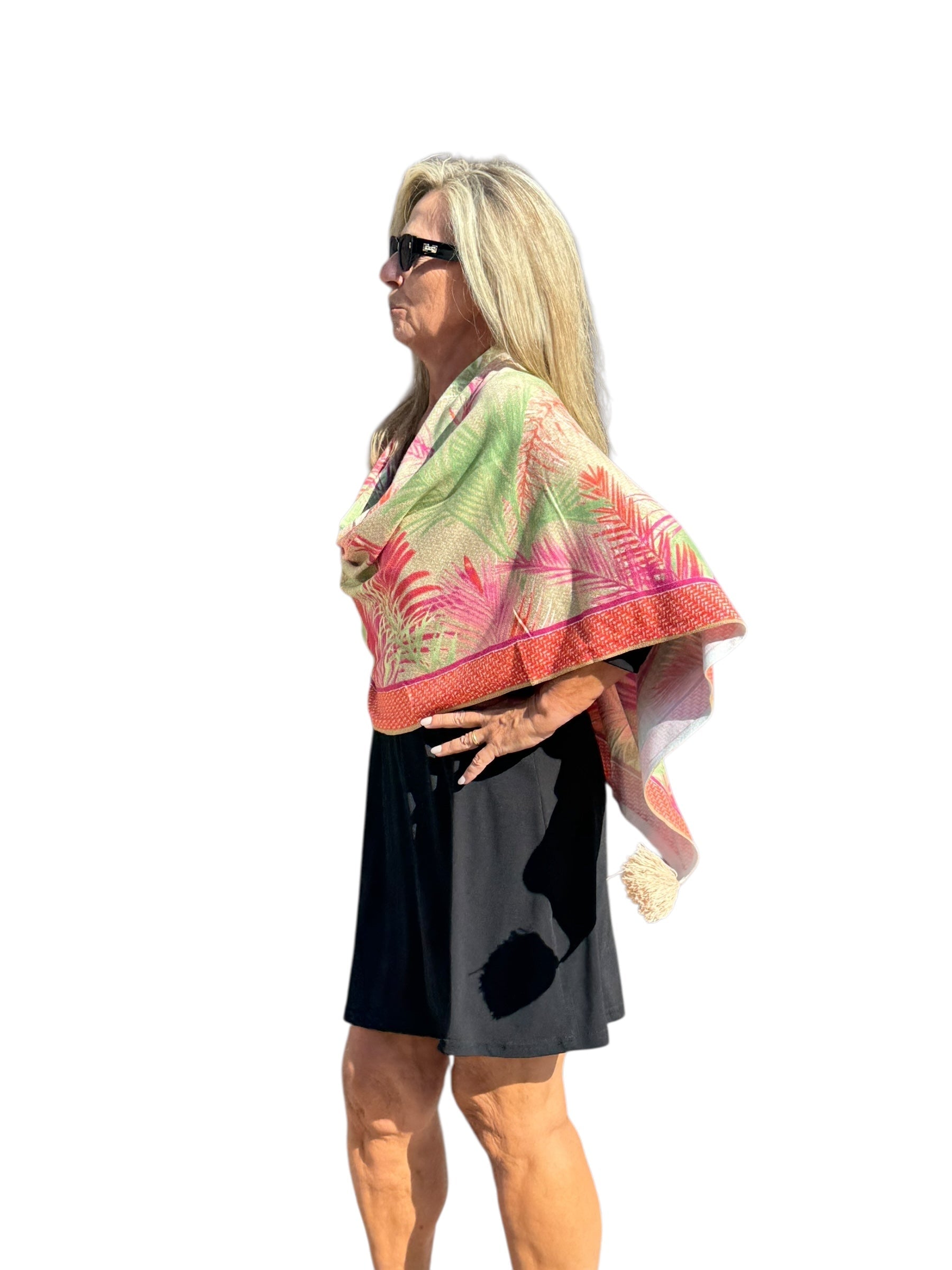 Soft Knit Poncho Bali Natural Multi - Back of the Bay Boutique