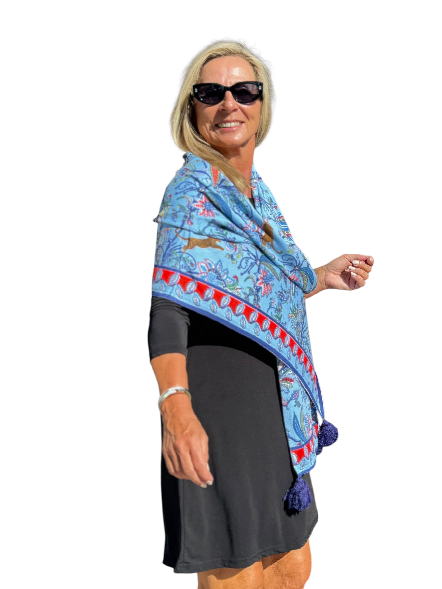 Soft Knit Scarf Jungle Jaguar Bt. Multi - Back of the Bay Boutique