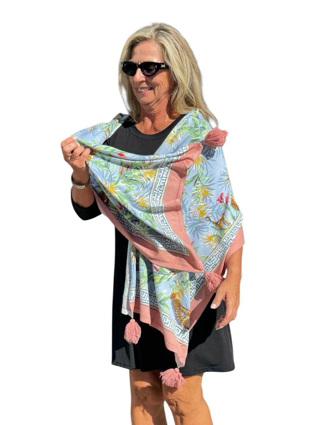 Soft Knit Scarf Wildlife Light Blue - Back of the Bay Boutique
