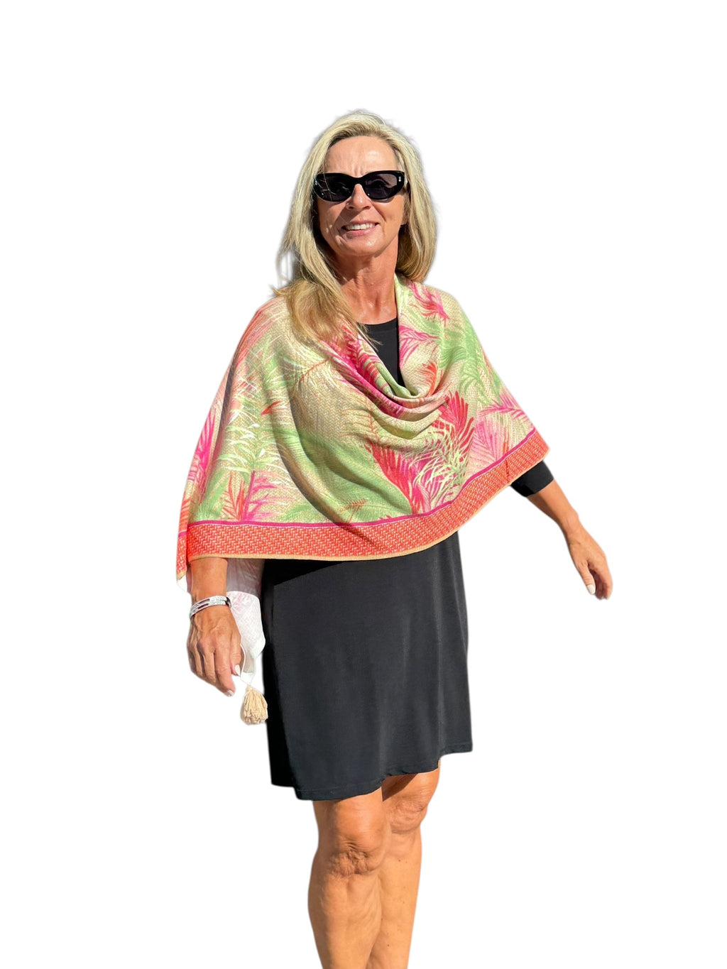 Soft Knit Poncho Bali Natural Multi - Back of the Bay Boutique